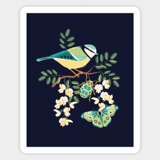 Blue Tit and Butterfly 2 Magnet